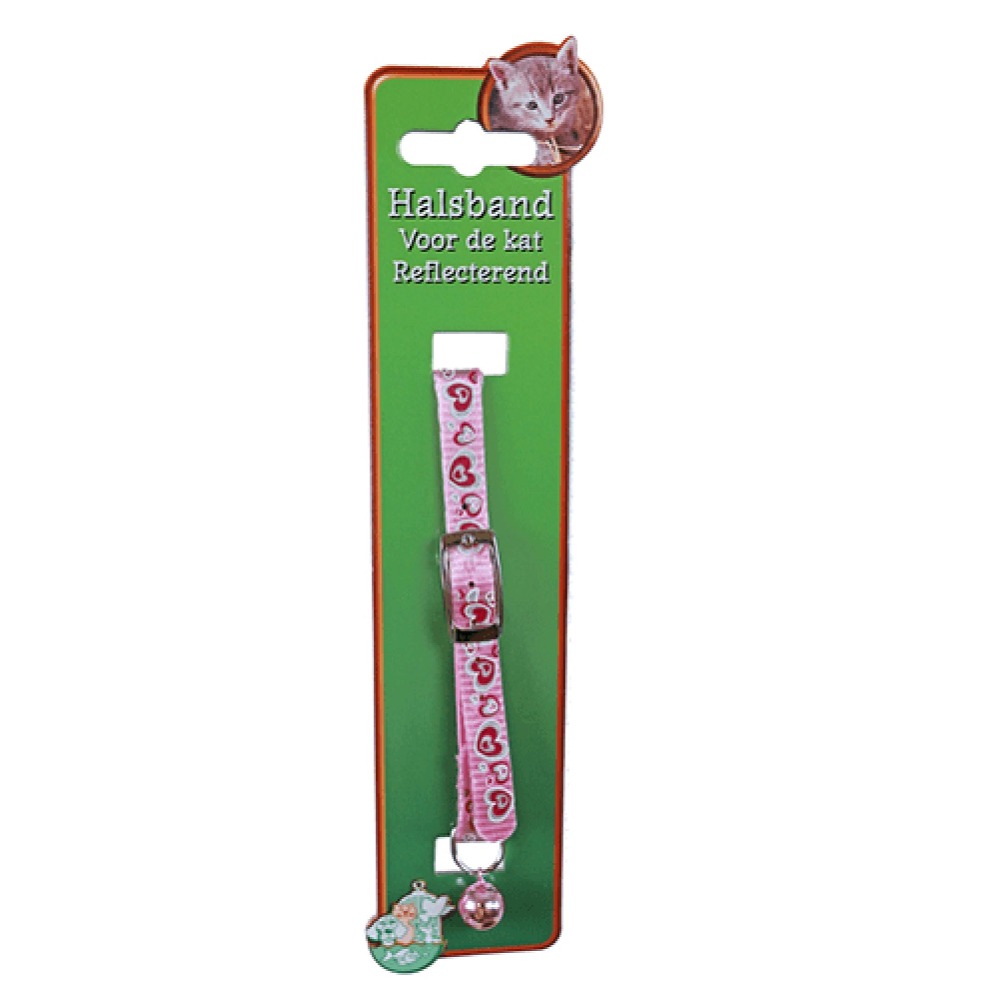 Kattenhalsband reflecterend roze hartje