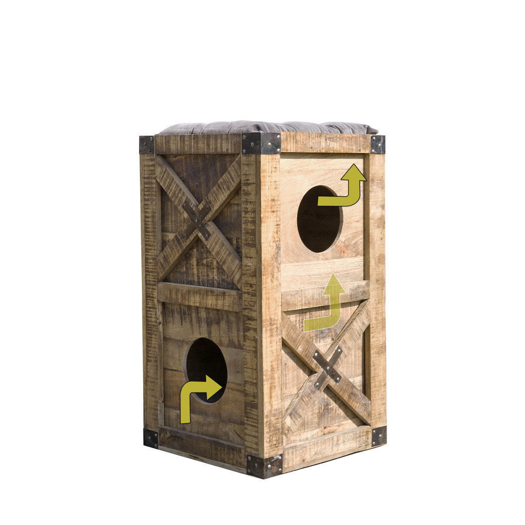 Lex & Max Kattentoren 2 verdiepingen - Klimmeubel - 50x90x50cm - Hout
