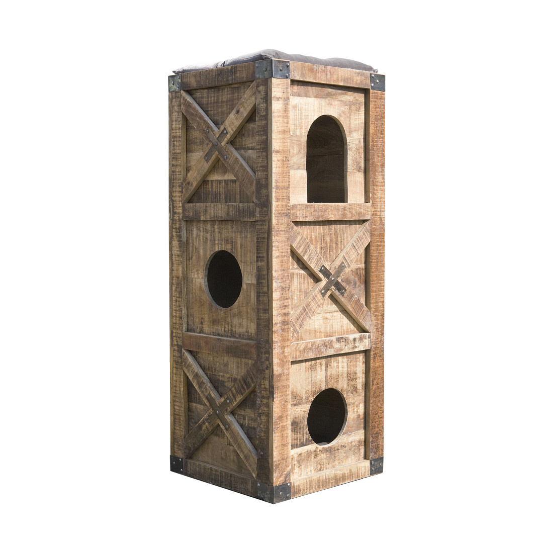 Lex & Max Kattentoren 3 verdiepingen - Klimmeubel - 50x130x50cm - Hout