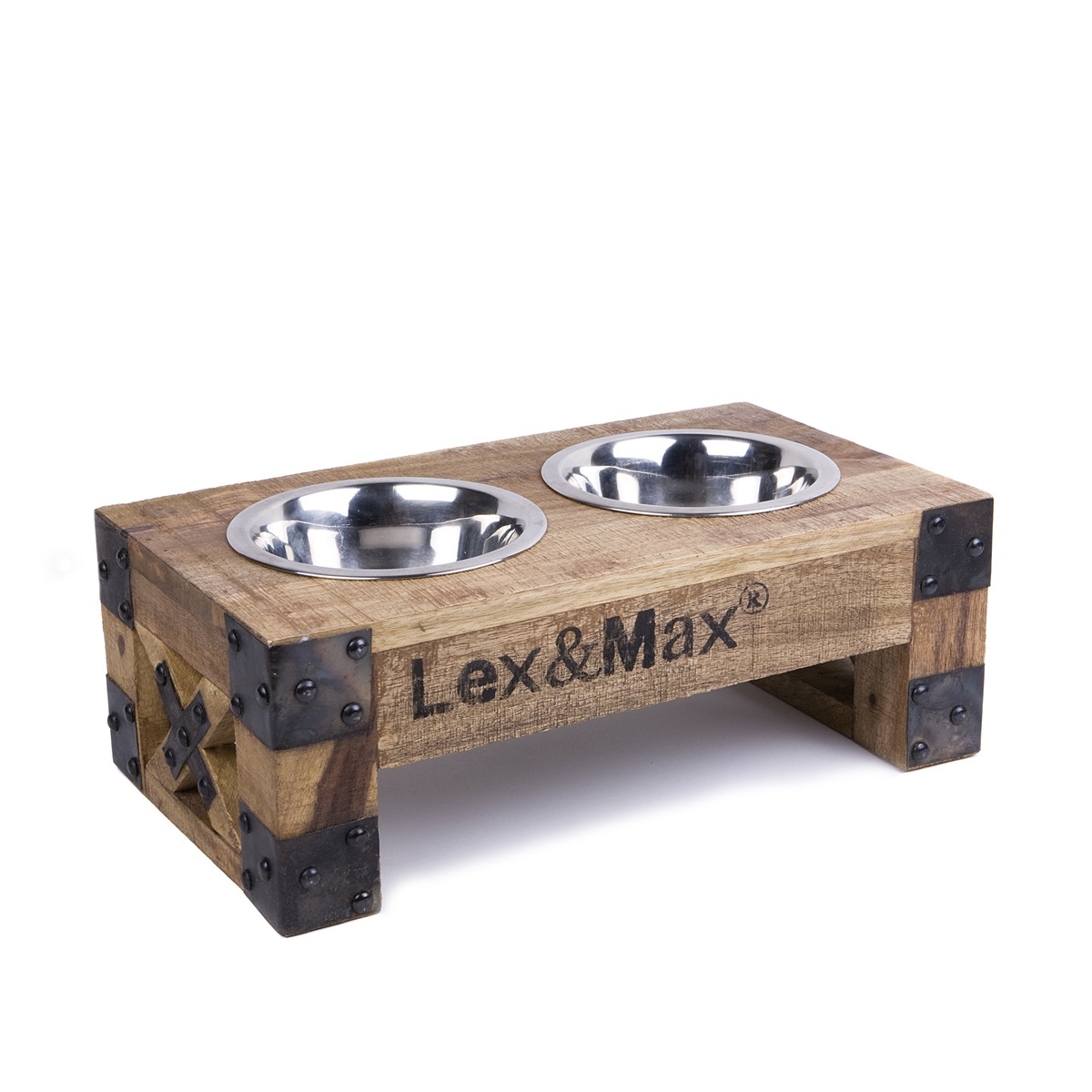 Lex & Max Feeder - Voerbakken Standaard - RVS bakken 17CM - 43x24x16cm - Hout