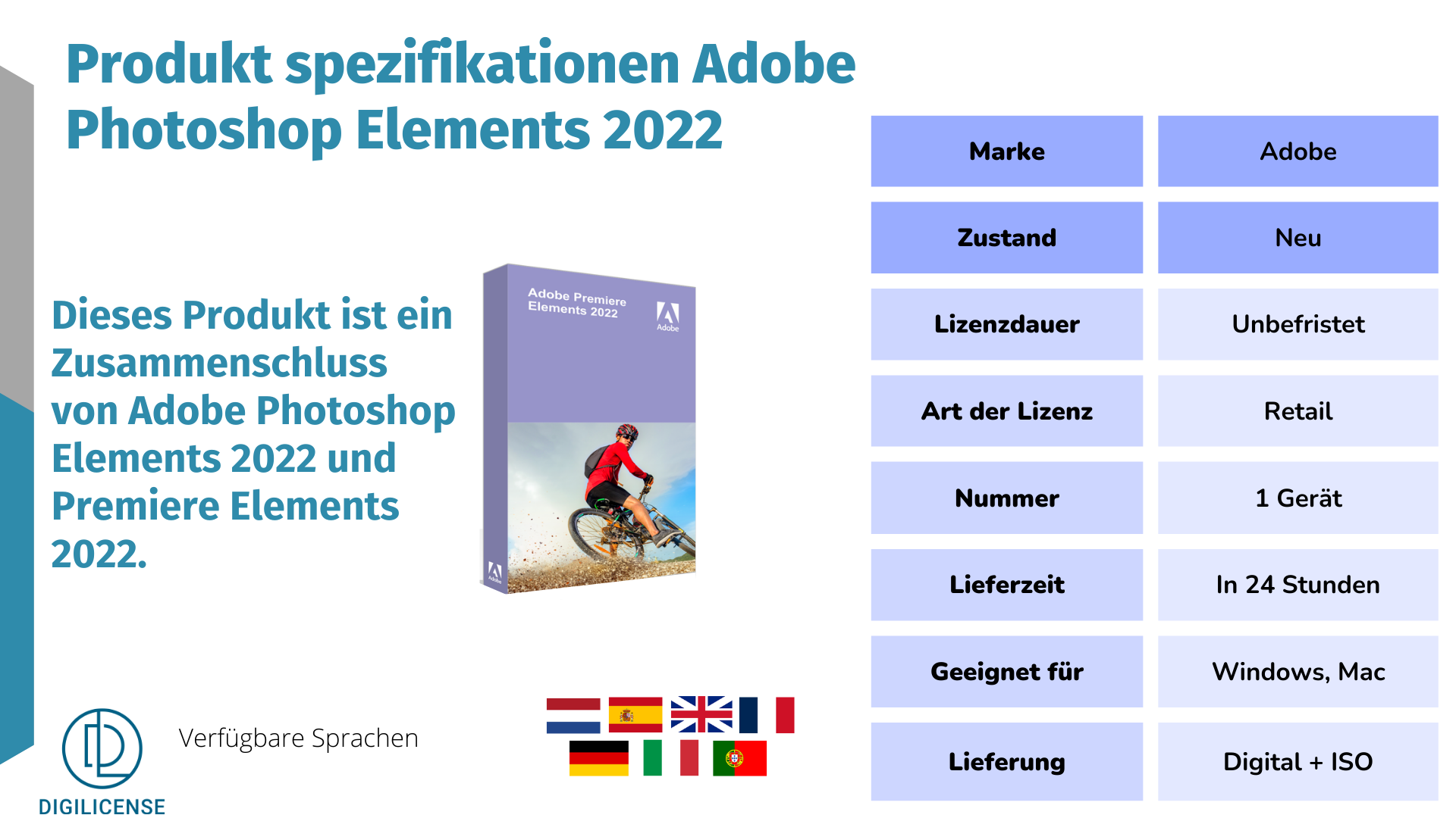 Produkt spezifikationen Adobe Photoshop Elements 2022