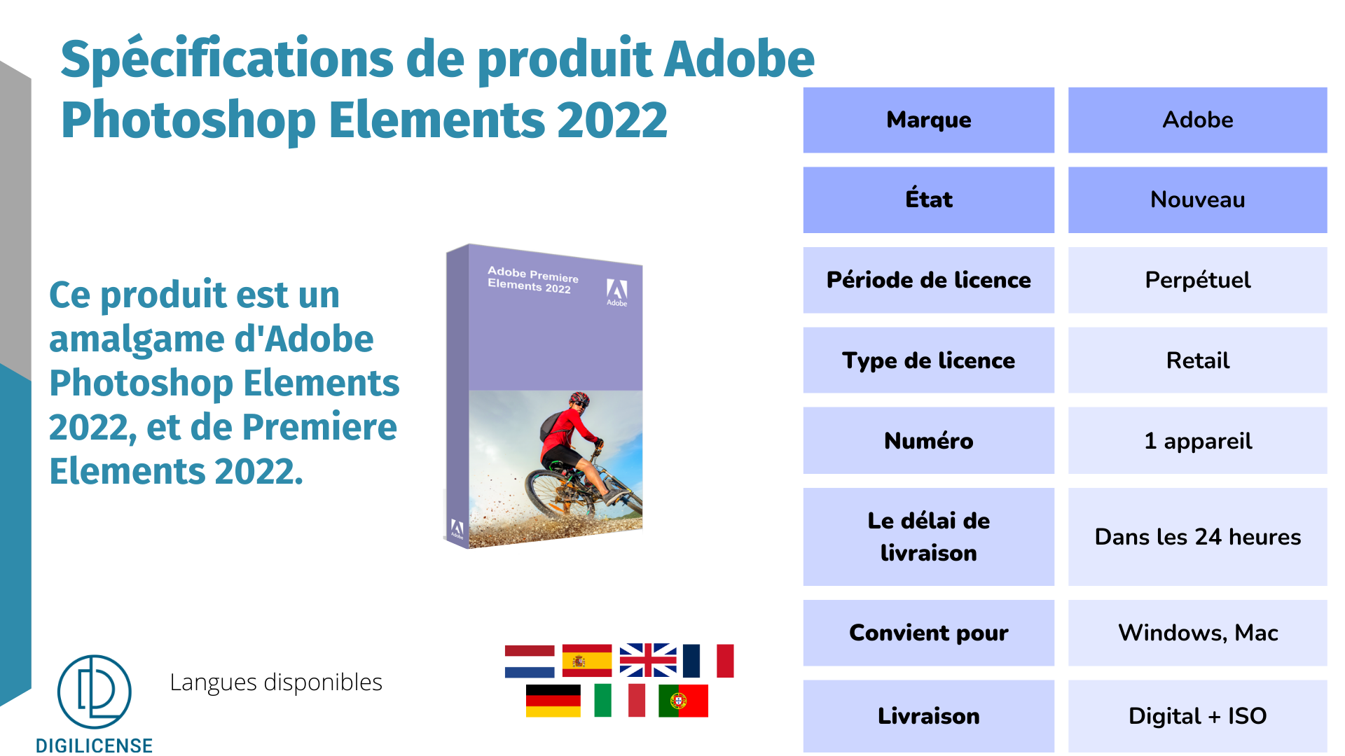 Spécifications de produit Adobe Photoshop Elements 2022