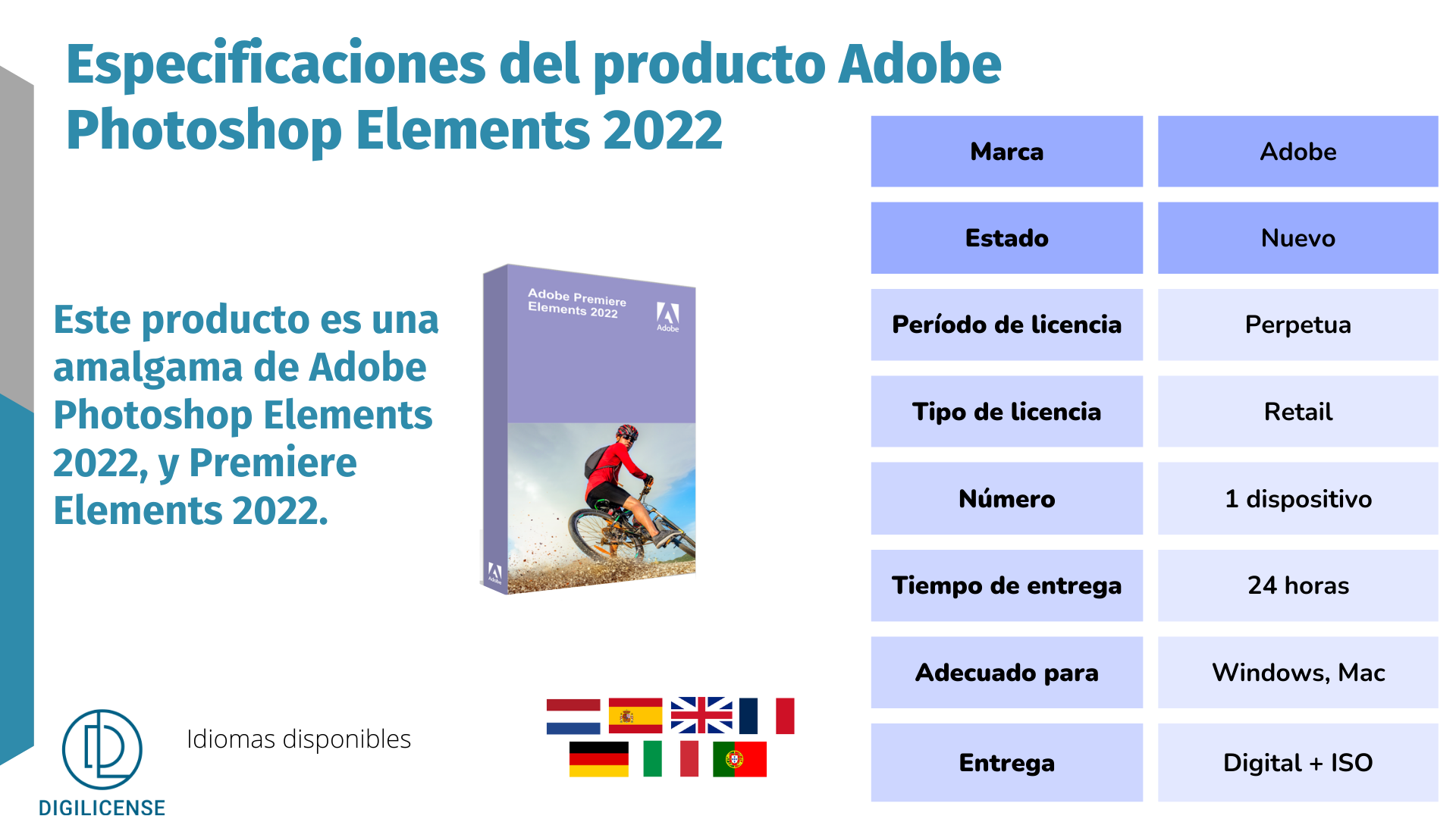 Especificaciones del producto Adobe Photoshop Elements 2022