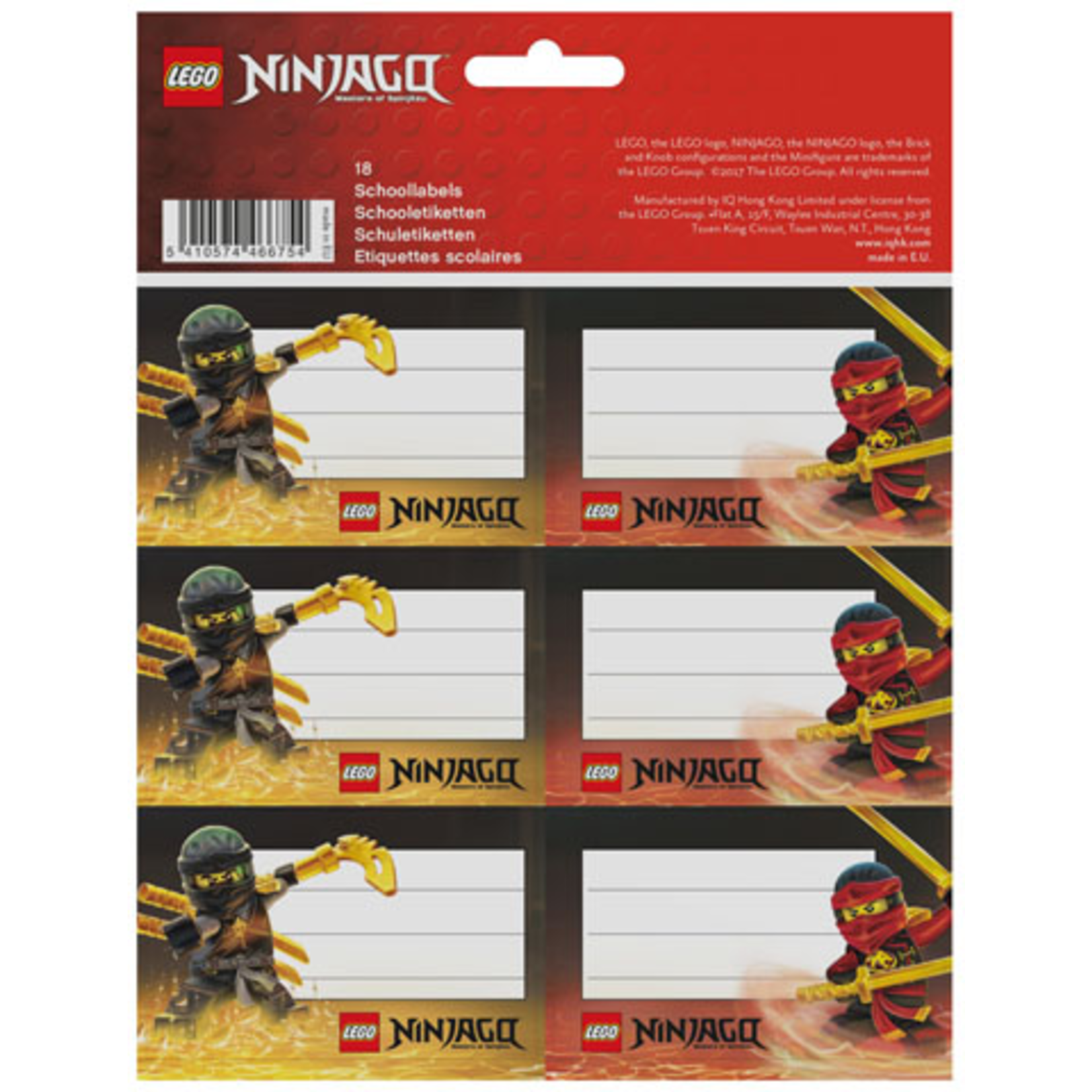 LEGO Sticker Sheet School Book Labels Ninjago Master Wu 466754