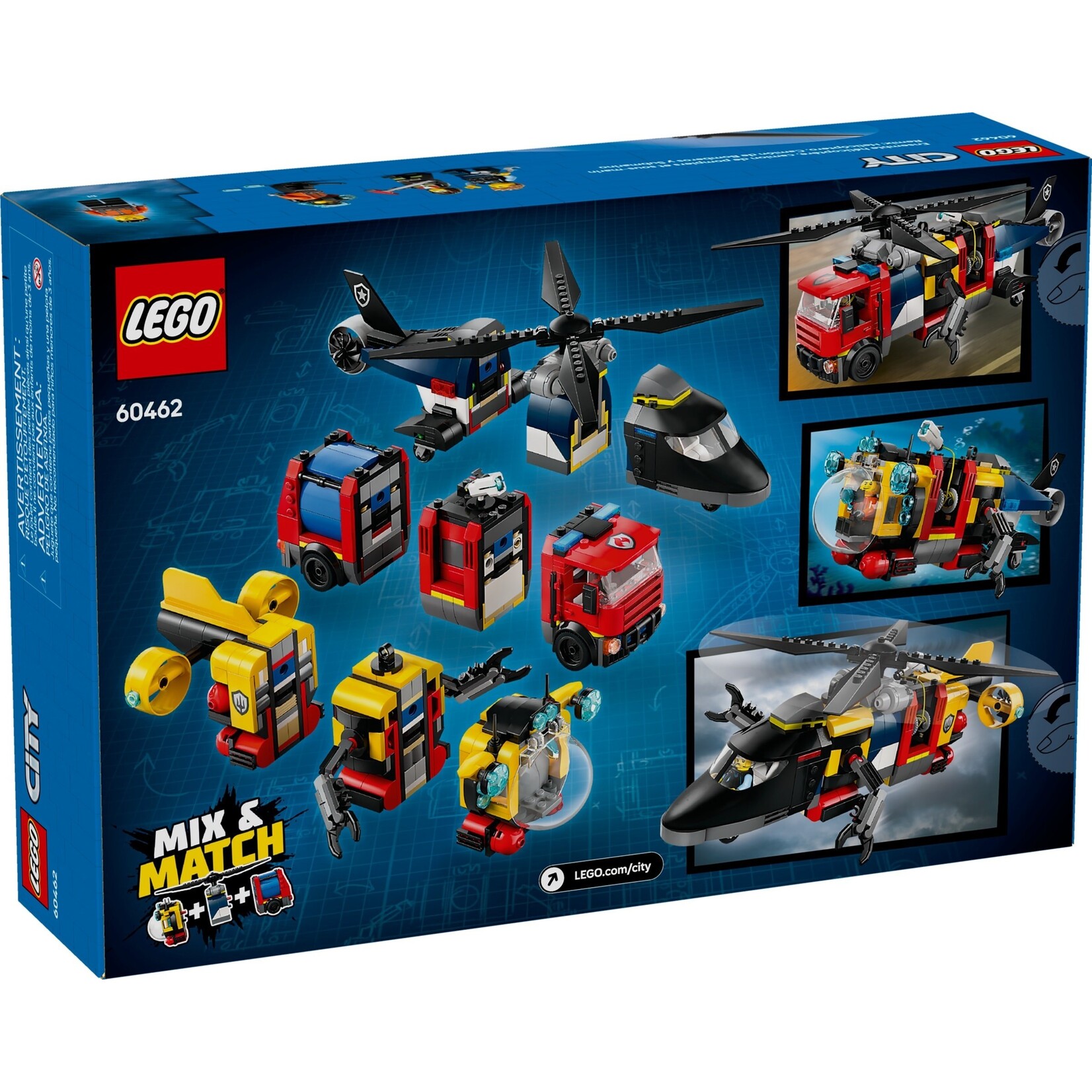 LEGO Helikopter, brandweerauto en onderzeeër remix - 60462