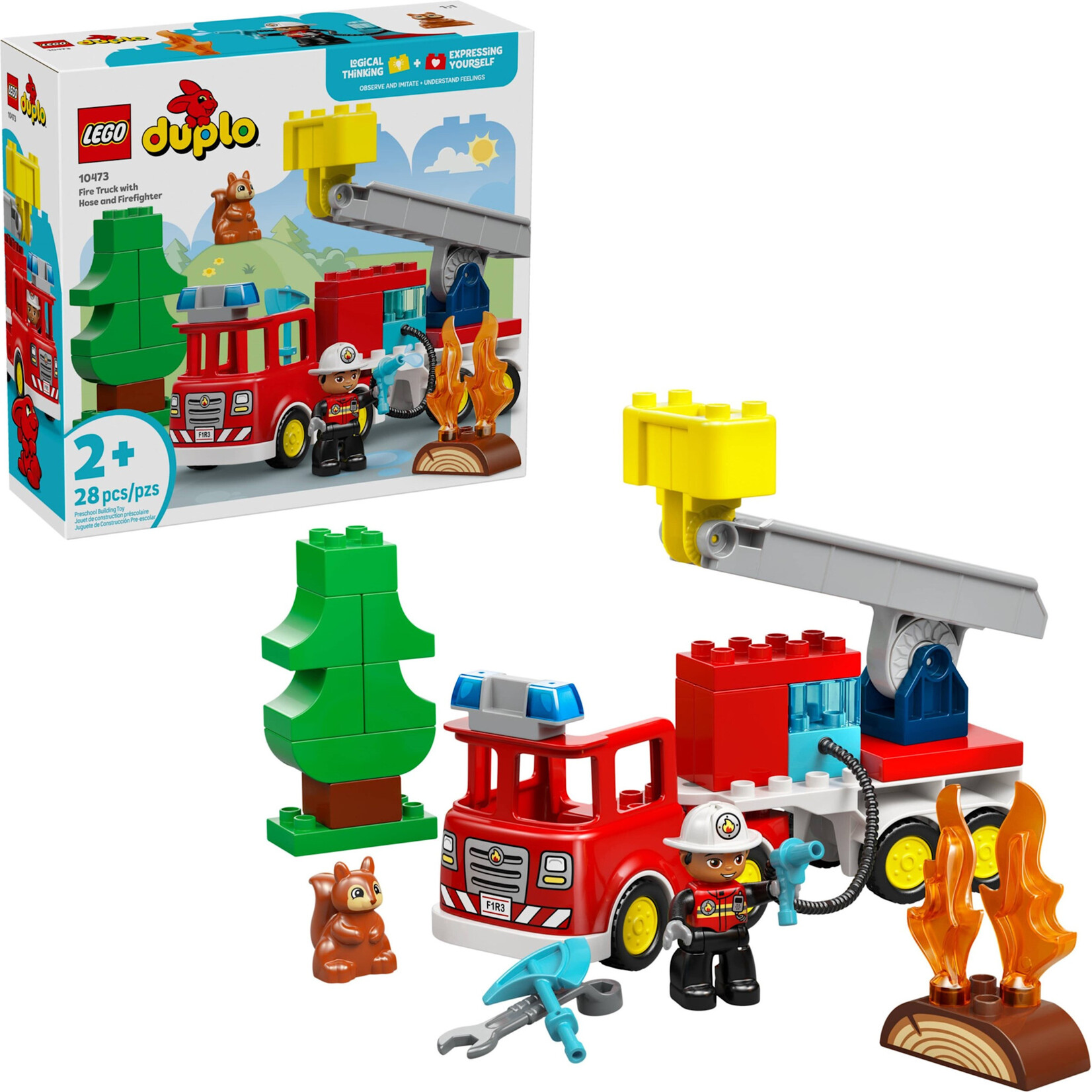 LEGO Brandweertruck met slang en brandweerman - 10473
