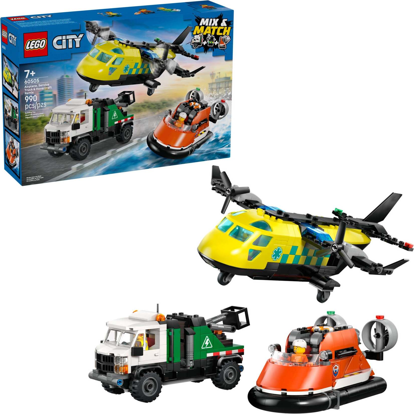 LEGO Vliegtuig, servicewagen en hovercraft remix - 60505
