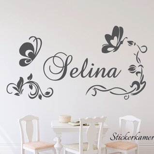 Muursticker naam sierlijke vlinder kinderkamer meisje