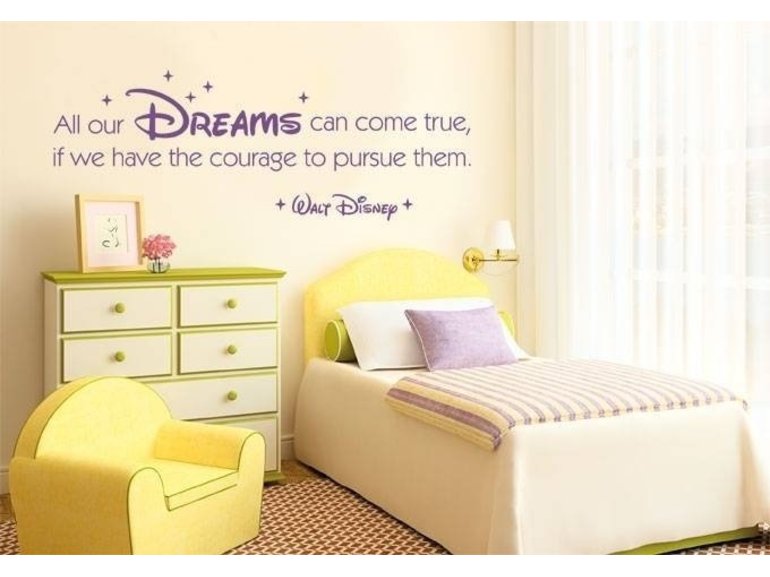 Muursticker Walt Disney quote / tekst all our dreams can come true