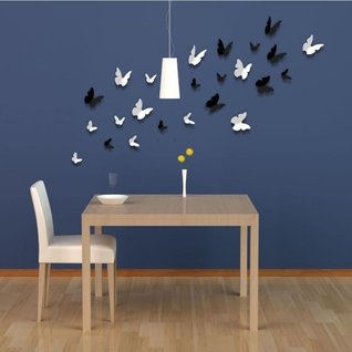 Muursticker 3d vlinders mix zwart en wit (24 stuks) Muursticker 3d vlinders mix zwart en wit (24 stuks)