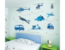 Muursticker voertuigen, helikopter (blauw) kinderkamer