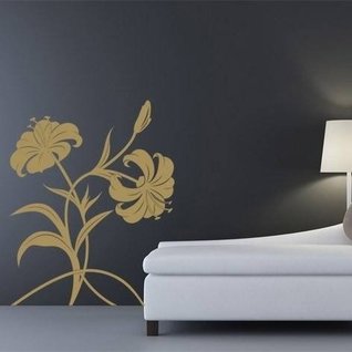 Muursticker bloem sierlijk silhouet