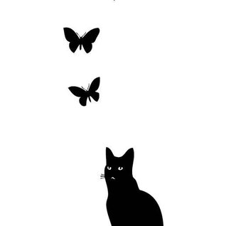 Muursticker poes / kat met vlinders Muursticker poes / kat met vlinders