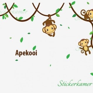 Muursticker slingerende apen op lianen