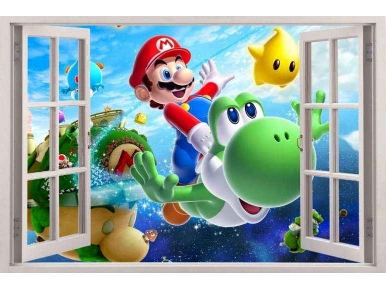 Super Mario en Yoshi muursticker