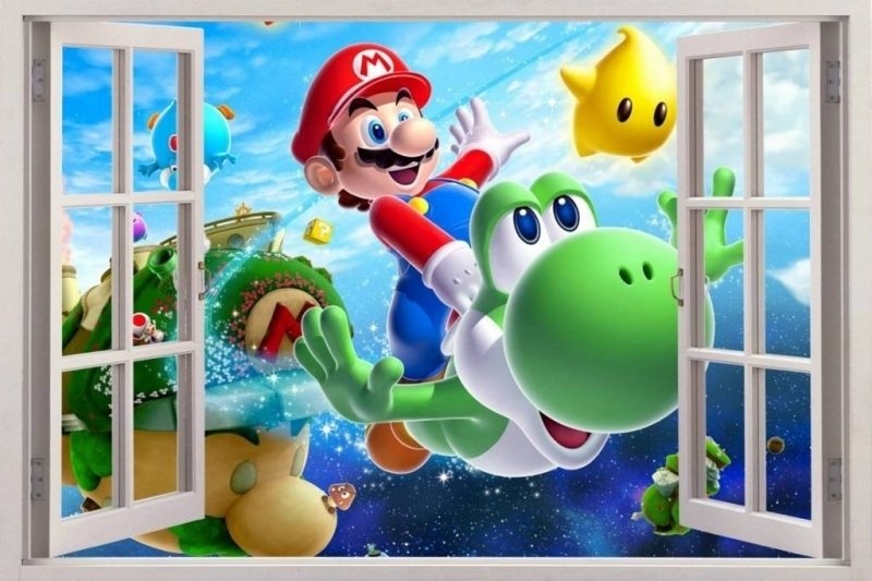 Super Mario en Yoshi muursticker