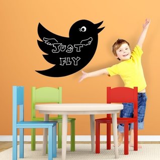 Muursticker vogel krijtbord blackboard sticker Muursticker vogel krijtbord blackboard sticker