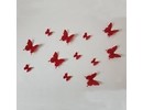 Muursticker 3d vlinders rood