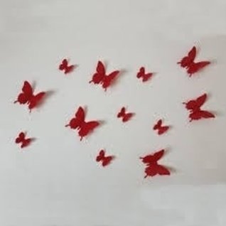 Muursticker 3d vlinders rood