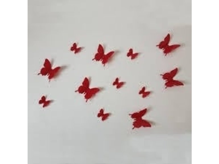 Muursticker 3d vlinders rood