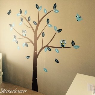 Muursticker boom met uilen en vogels kinderkamer Muursticker boom met uilen en vogels kinderkamer