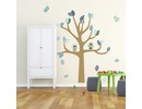 Muursticker boom met uilen en vogels kinderkamer (mint)