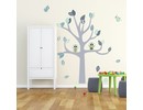 Muursticker boom met uilen en vogels kinderkamer (mint)