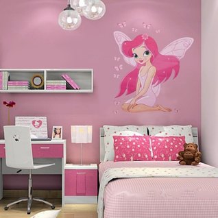 Muursticker fee tinkerbell prinses roze kinderkamer meisjes