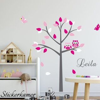 Muursticker boom meisjeskamer roze