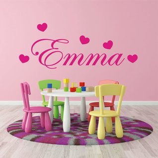 Muursticker naam met hartjes kinderkamer Muursticker naam met hartjes kinderkamer