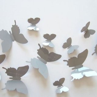 Muursticker 3d vlinders grijs Muursticker 3d vlinders grijs