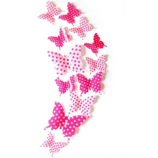 Muursticker 3d vlinders stippen (polka dots)