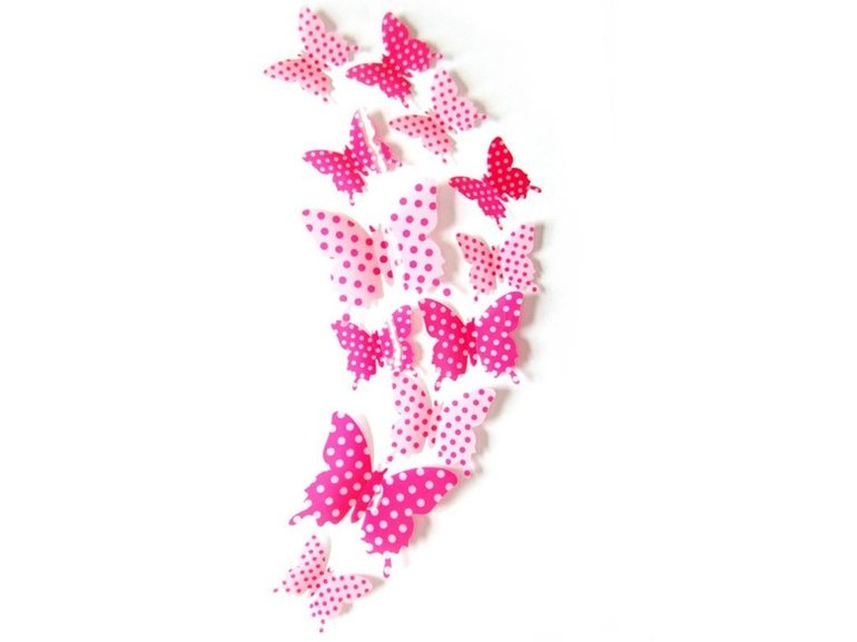 Muursticker 3d vlinders stippen (polka dots)