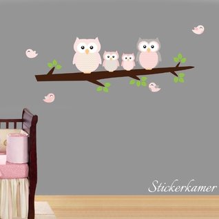 Muursticker uilen op tak babykamer Muursticker uilen op tak babykamer