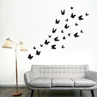 Muursticker 3d vlinders zwart 24 stuks Muursticker 3d vlinders zwart 24 stuks