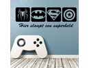 Muursticker Superhelden logo van Spiderman, Batman, Superman en Captain America