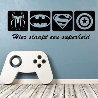 Muursticker Superhelden logo van Spiderman, Batman, Superman en Captain America