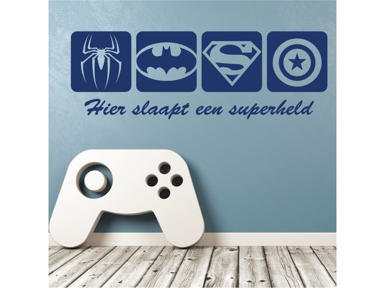 Muursticker Superhelden logo van Spiderman, Batman, Superman en Captain America