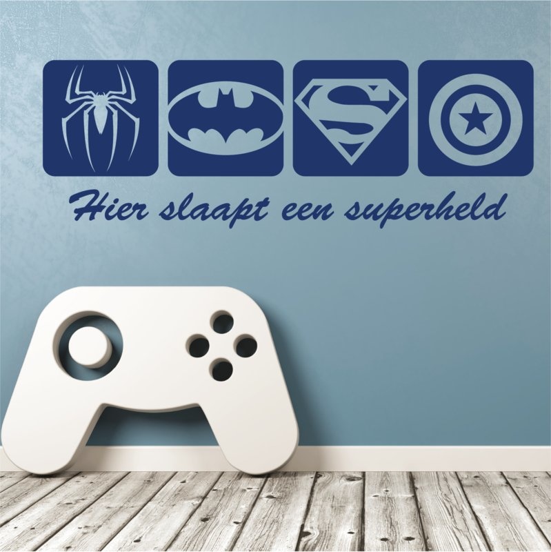 jongen Gevestigde theorie geest Muursticker Superhelden logo van Spiderman, Batman, Superman en Captain  America kopen? Bestel online bij Stickerkamer - Stickerkamer