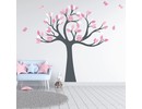 Muursticker boom met uilen en vogels kinderkamer meisjes (zacht roze)
