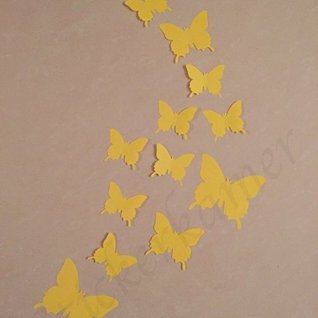 Muursticker losse 3d vlinders (geel)