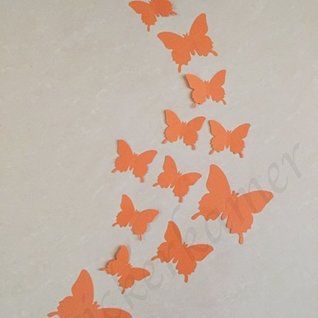 Muursticker losse 3d vlinders (oranje)