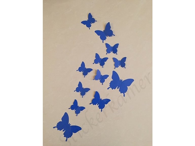 Muursticker losse 3d vlinders (donker blauw)