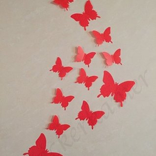 Muursticker losse 3d vlinders (rood) Muursticker losse 3d vlinders (rood)