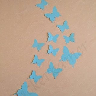 Muursticker losse 3d vlinders (licht blauw)