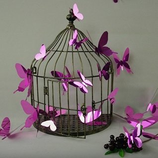 Muursticker 3d vlinders (roze glans)