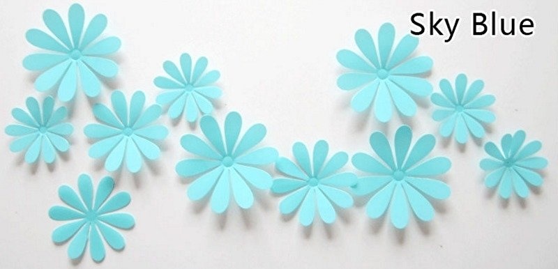 3D bloemen licht blauw muurstickers