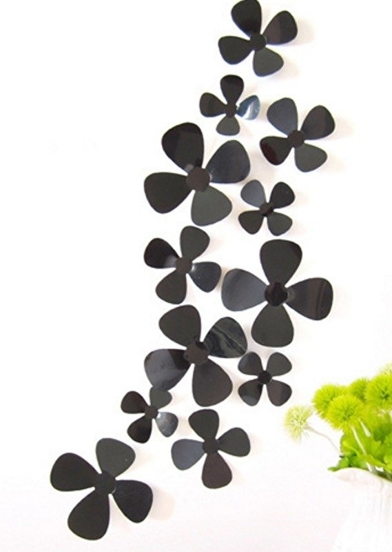 3D bloemen zwart muurstickers
