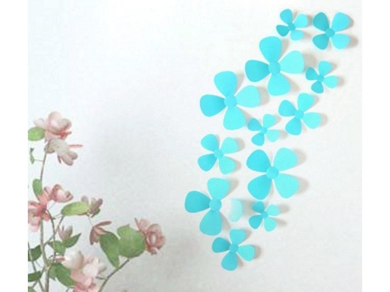 3D bloemen licht blauw muurstickers