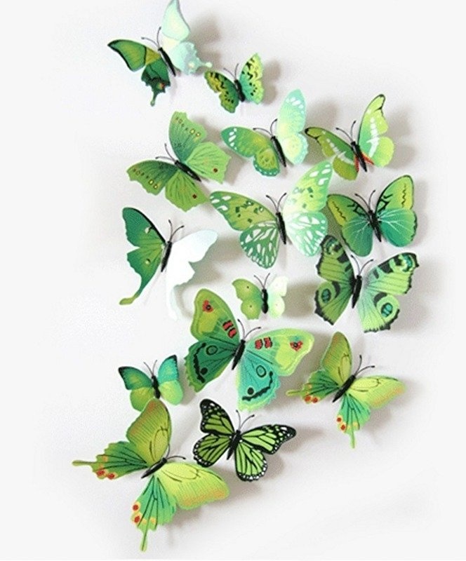Af en toe Nauwkeurig Vesting Kleurrijke 3D vlinders groen - 12 stuks - muurdecoratie babykamer kopen?  Bestel online bij Stickerkamer - Stickerkamer
